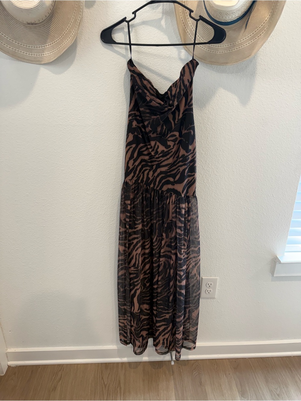 Brown and Black Animal Print Slip Dress